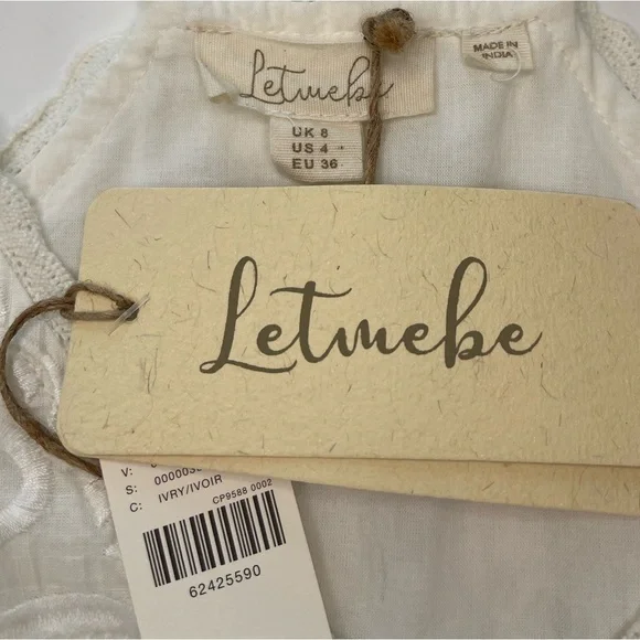 Anthropologie Letmebe Embroidered Eyelet Lace Peplum White Tunic NWT Size 4 - Picture 13 of 16